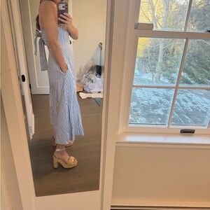 La Ligne Strapless Blue and White Dress